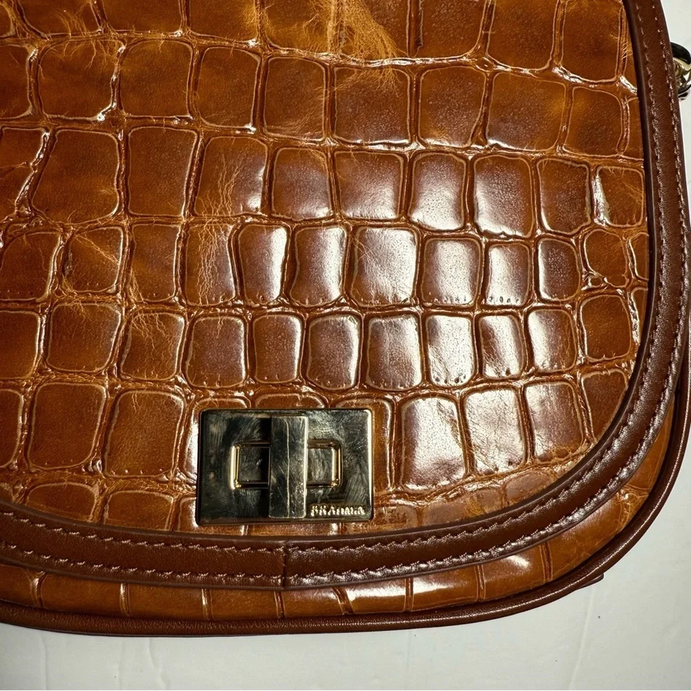 Brahmin Mini Sonny Saddle Bag in Tan Gustavo Brown Crocodile Crossbody
